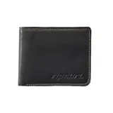 Billetera Rip Curl modelo Dosed Rfid Slim, color negro, confeccionada en cuero con costuras a la vista en tono contrastante y logo de la marca grabado en el frente.