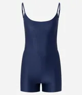 Enterito deportivo azul marino de microfibra sin estampa, con breteles ajustables y copas.