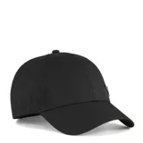 Gorra Puma de seis paneles con visera curva, confeccionada en tejido resistente de color negro. Presenta un pequeño logo metálico del felino de la marca en el panel frontal lateral.