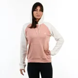 Canguro deportivo de algodón color rosa con mangas y capucha color crema.