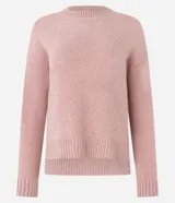 Suéter de punto texturizado color rosado con cuello redondo, manga larga y sisa desplazada de la marca Blue Steel.