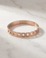 Esclava de acero con baño de oro rosa, con diseño de eslabones tipo cadena gruesa.