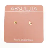 Par de aros miniatura con forma de serpiente, de acero quirúrgico color dorado.