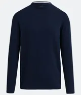 Buzo negro de algodón con cuello redondo y mangas largas.