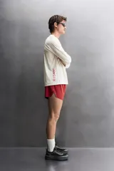 Camiseta deportiva de manga larga Zara Athleticz en colaboración con Ridar, color marrón, con tejido ligero perforado de secado rápido, cuello redondo y detalles de logos estampados.