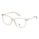 Armazón de anteojos recetados Teresa Calandra modelo C36Z, con marco de acetato transparente en tono champagne y patillas metálicas finas.