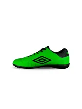 Championes Umbro modelo Touch TF para hombre, color negro, con capellada de PU texturizada y logo Umbro brillante en el lateral. Suela de caucho con tapones bajos para césped artificial o fútbol 5.