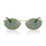 Lentes de sol Miu Miu modelo 52Y, con armazón metálico dorado de formato ovalado y cristales en tono verde.