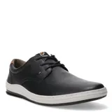 Zapato casual de hombre Freeway modelo Wave 03, confeccionado en cuero negro con cordones al tono. Presenta una suela blanca de estilo deportivo y detalle en color marrón en el talón.