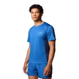 Remera deportiva Columbia Three Pitch Ss Crew color azul, de manga corta y cuello redondo, con tecnología Omni-Wick para control de humedad.