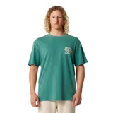 Remera Critical Slide color verde, de manga corta, cuello redondo y calce holgado, con estampa pequeña en el pecho.