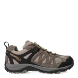 Championes de trekking Merrell modelo Accentor 3 WP, color marrón con detalles en negro y gris. Confeccionados en una combinación de gamuza y malla transpirable, cuentan con membrana impermeable, puntera reforzada de goma y tecnología Air Cushion en el talón para mayor estabilidad y absorción de impactos.