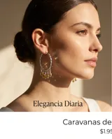 Caravanas de aro tipo argolla en plata 925 con textura trenzada, decoradas con múltiples dijes colgantes en forma de lágrima con cristales color ámbar.