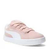 Championes urbanos Puma modelo Park Life Style Easy, color rosado con detalles en blanco. Presentan una capellada de gamuza sintética con cordones anchos y suela de goma blanca.