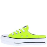 Championes tipo zueco Converse Mule Lift, color amarillo neón, con plataforma blanca y cordones blancos.