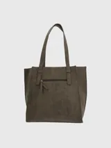 Cartera tipo tote de la marca Hush Puppies, confeccionada en material sintético con acabado mate. Presenta un diseño estructurado con doble asa de hombro y cierre superior.