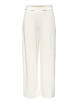 Pantalón wide leg color blanco, de punto con bolsillos delanteros. Confeccionado en tejido elástico con mezcla de poliéster y elastano.