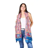 Pashmina de gasa sintética liviana con estampado floral maxi print y terminación de ruedo recto con caída natural.