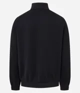 Campera deportiva de cuello alto con cierre frontal, confeccionada en tejido técnico con rayas laterales contrastantes y bordado localizado en el pecho.