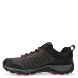 Championes de trekking Merrell Crosslander 3, color gris con detalles en rojo y negro, confeccionados en gamuza, cuero y malla transpirable, con suela de goma de alta tracción.
