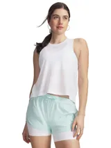 Musculosa deportiva Under Armour de tejido jacquard ligero y transpirable, con diseño de espalda deportiva, cuello alto y aberturas laterales en el bajo.