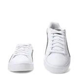 Championes Puma Court Classico de hombre, color blanco con detalles en negro y la inscripción de la marca en dorado en el lateral.