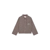 Camisa de manga larga de Eme Studios modelo Ivy Boxy Shirt, con estampado de cuadros en tonos marrones y blancos. Cuenta con cuello clásico, cierre frontal de botones, bolsillo en el pecho con logo bordado y corte recto y amplio.