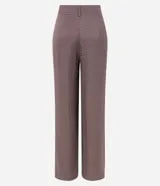 Pantalón recto de jacquard con estampado mini pied-de-poule, trabillas en la cintura y bolsillos tipo cuchillo.