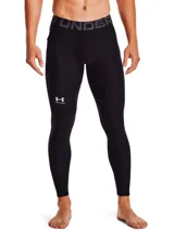 Calza deportiva Under Armour HeatGear Armour de color negro, con cintura elástica ancha con logotipo visible y bolsillo lateral.