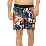 Short de baño Volcom modelo Mariner, con estampado multicolor de estilo neotradicional con calaveras, telarañas y serpientes, cintura elástica negra y cordón ajustable.