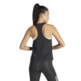 Musculosa deportiva Adidas Essentials Minimal negra con logo blanco estampado en el pecho y espalda racer-back.