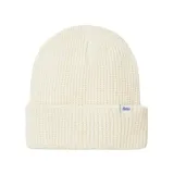 Gorro de lana tejido color crema, con etiqueta de la marca Katin cosida en el borde.