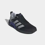 Championes de entrenamiento Adidas Dropset Control, de color negro con detalles en gris y soporte de TPU en color violeta en el talón. Cuenta con exterior de malla transpirable y suela de caucho.
