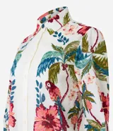 Camisa de manga larga confeccionada en algodón cambraia texturizado con estampa floral.