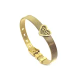 Pulsera dorada de acero con dije de corazón con la palabra 'Mamá'.