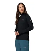 Buzo polar Columbia de media cremallera color negro, con cuello alto, mangas largas con orificios para los pulgares y logo de la marca estampado en el pecho. Incorpora tecnologías Omni-Wick y Omni-Shade.