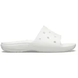 Chancletas Crocs modelo Classic Slide de color blanco, fabricadas en material Croslite™ con perforaciones en la tira superior para personalizar con Jibbitz™.
