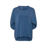 Remera deportiva Asics negra de corte holgado, mangas cortas amplias y dobladillo trasero más largo.