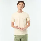 Camiseta de manga corta con cuello redondo en color amarillo claro, de diseño clásico y ajuste estándar.