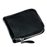 Billetera Tiffosi de cuero genuino en color negro, con diseño compacto y cierre perimetral metálico.