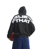 Canguro negro de algodón con capucha, bolsillo frontal tipo canguro y logo de Anthony Edwards estampado en blanco en el centro del pecho.