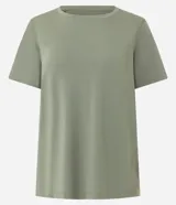 Remera deportiva de manga corta con cuello redondo, confeccionada en poliamida y elastano. Presenta un diseño liso con detalle de recorte en la espalda.