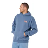 Canguro con capucha Rip Curl de corte holgado, confeccionado en tejido de punto color azul. Presenta un bolsillo frontal tipo canguro y un estampado pequeño en el pecho con el logo de la marca en color naranja.