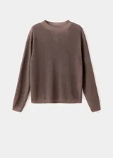 Sweater de punto fino con acabado metalizado, cuello redondo y manga larga, de corte recto.