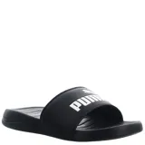 Chanclas Puma modelo Popcat 20, color negro con el logo de la marca estampado en blanco sobre la banda superior. Diseño ergonómico con suela antideslizante.