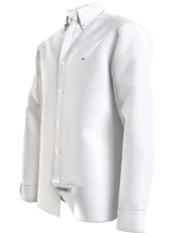 Camisa blanca de lino Tommy Hilfiger, de corte regular, manga larga y cuello abotonado.