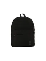 Mochila acolchada de diseño quilting, con compartimento principal con cierre, bolsillo frontal con cierre y aplique con logo de la marca.
