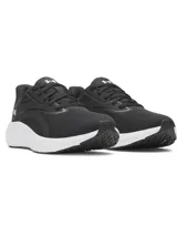 Championes de running Under Armour modelo Ascend, color negro con entresuela blanca. Presentan una parte superior de malla transpirable y ligera con tecnología Charged Cushioning para una mayor amortiguación y capacidad de respuesta.