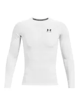 Remera de compresión de manga larga Under Armour, confeccionada en tejido HeatGear ultraligero que absorbe el sudor y se seca rápidamente. Presenta un diseño ergonómico con mangas raglán híbridas y paneles de malla estratégicos en axilas y espalda para mayor ventilación.