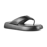 Sandalias de plataforma color rosa claro, con tira ancha acolchada para el dedo.